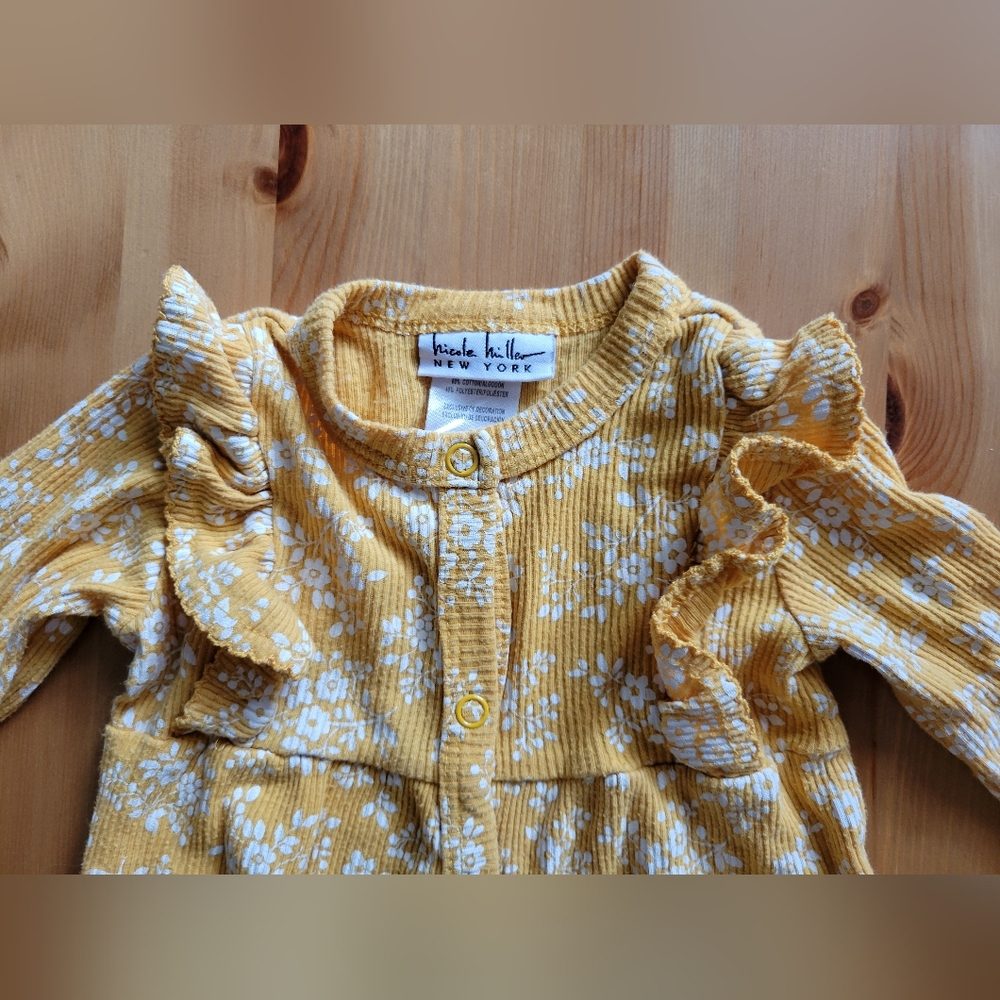 Yellow Floral Baby Outfit by Nicole Miller - 6-9m $8